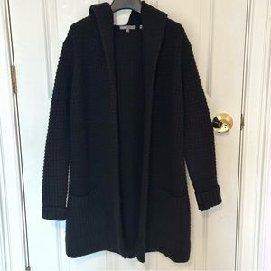 NWOT Vince Black Hooded Open Front Knit Cardigan Small